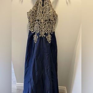 Silver and blue Prom dress